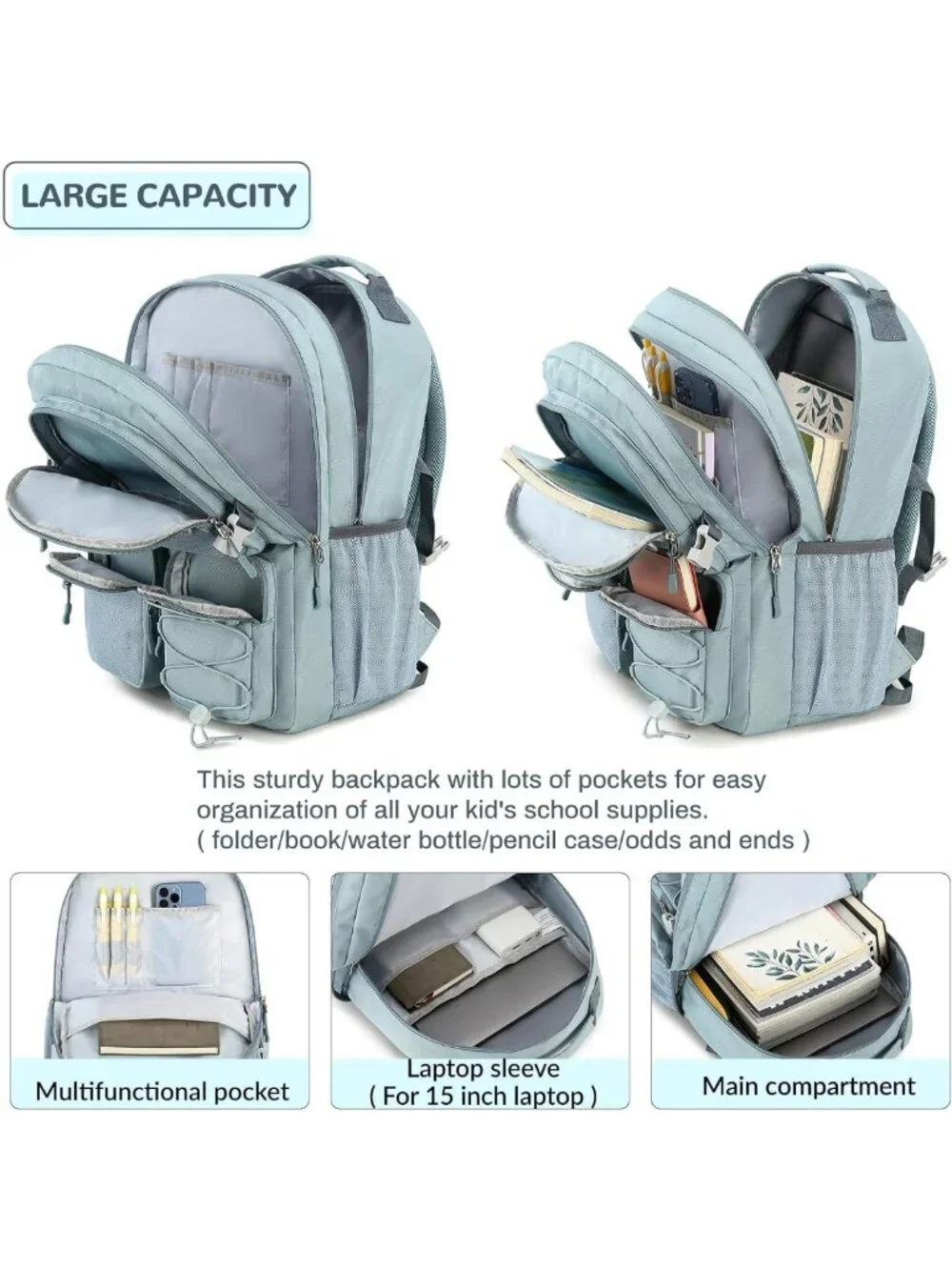 Water-Resistant Backpack for School & Travel, 15.6